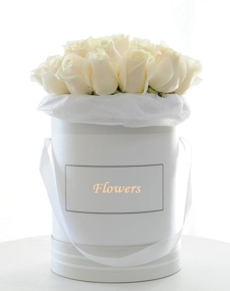 Dozen White Roses in a box